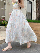 BXOXO Women Floral Sweet Long Skirt Casual High Waist Elegant Loose Korean Skirts High Quality Lady Fashion Ball Gown Long Skirts